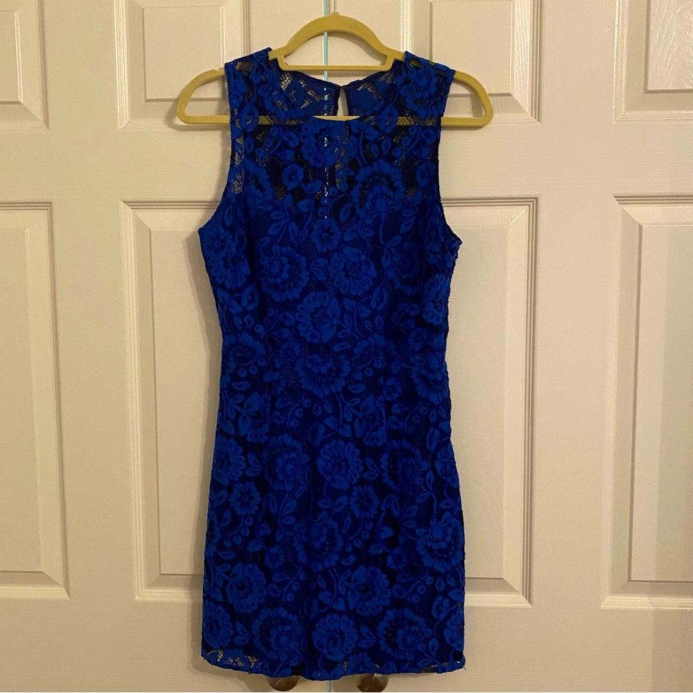 Blue lace floral dress